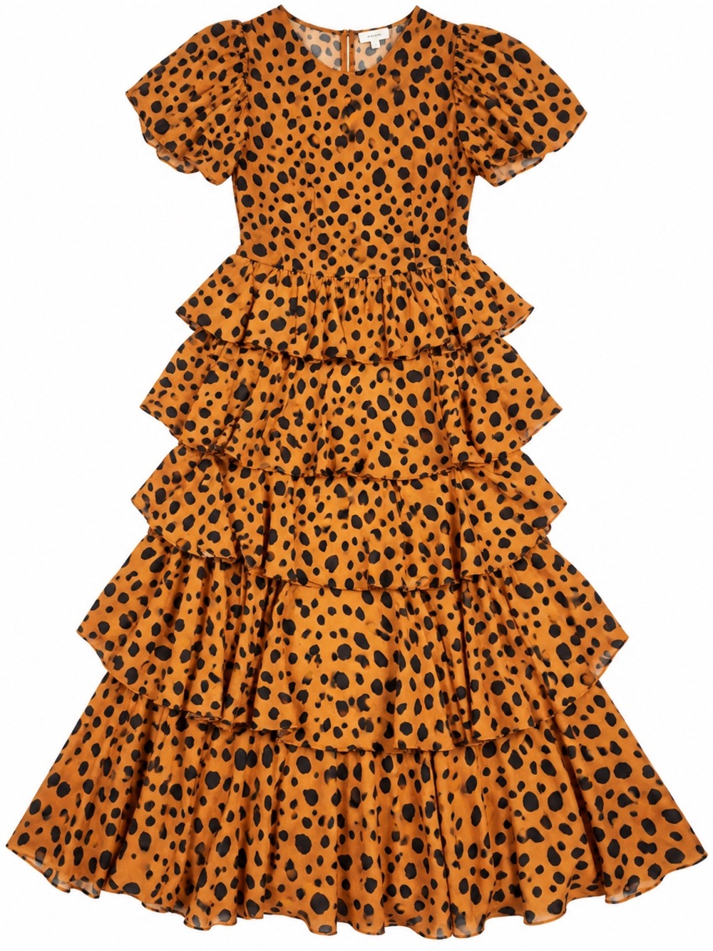 RHODE Serena Tiered Ruffle Maxi Dress Cheetah Animal Print Medium Like New
